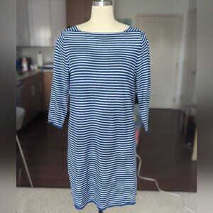 Striped linen cotton knit sweater dress L
